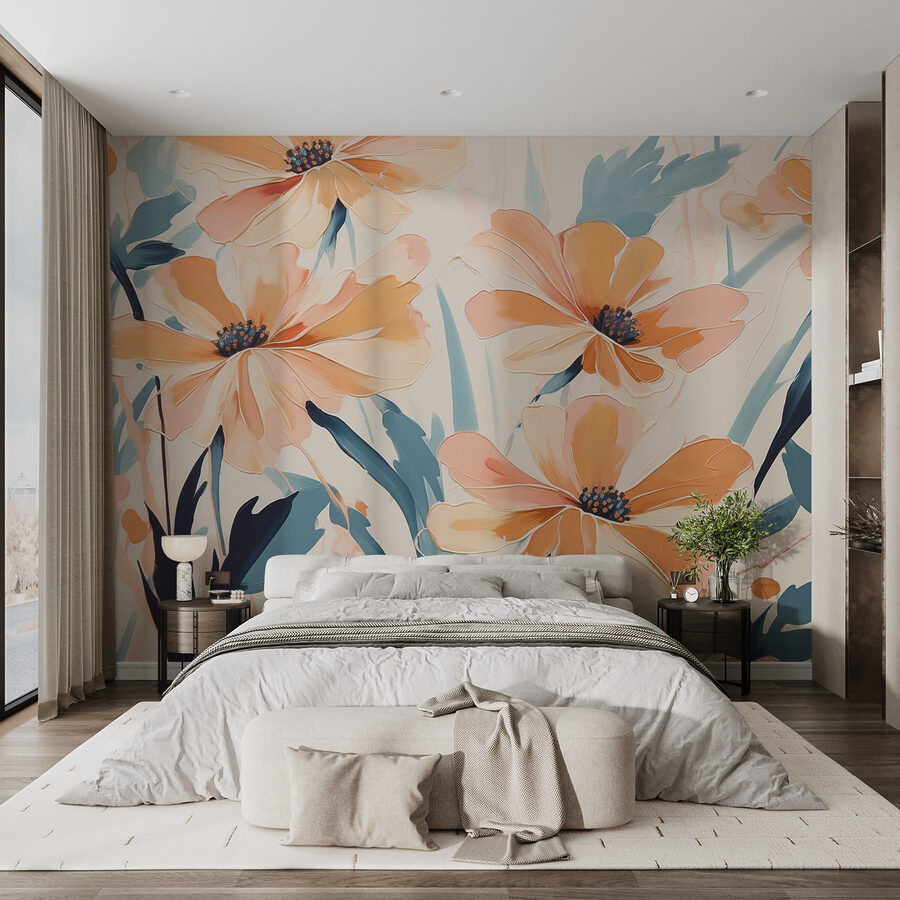 Schilderij van bloemen op een wit oppervlak
