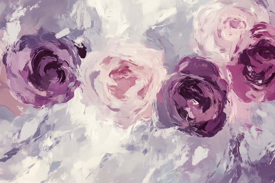 Schilderij van bloemen op een oppervlak