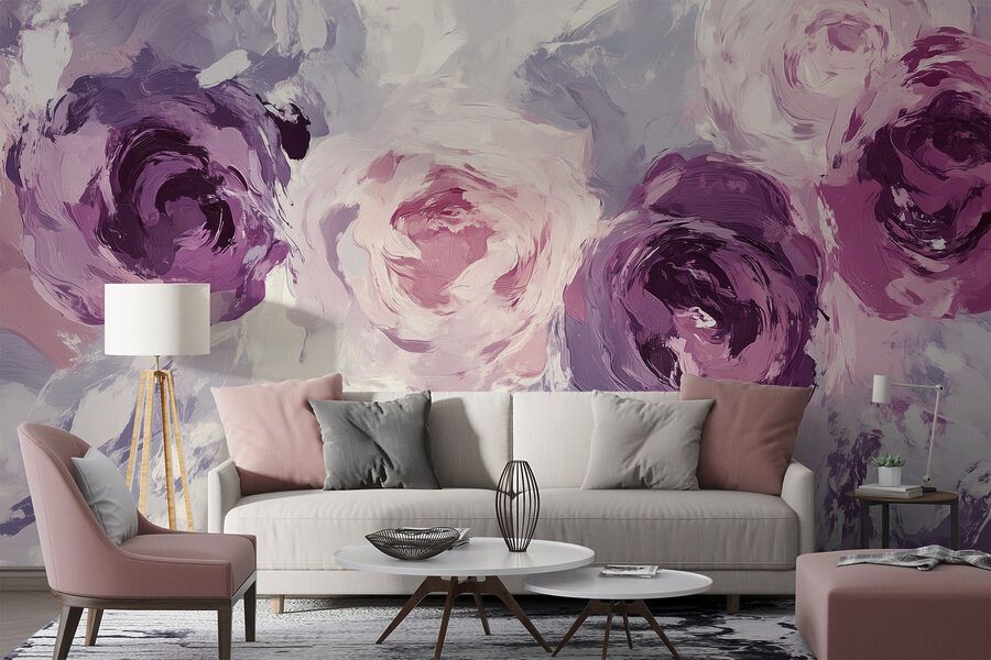 Schilderij van bloemen op een oppervlak