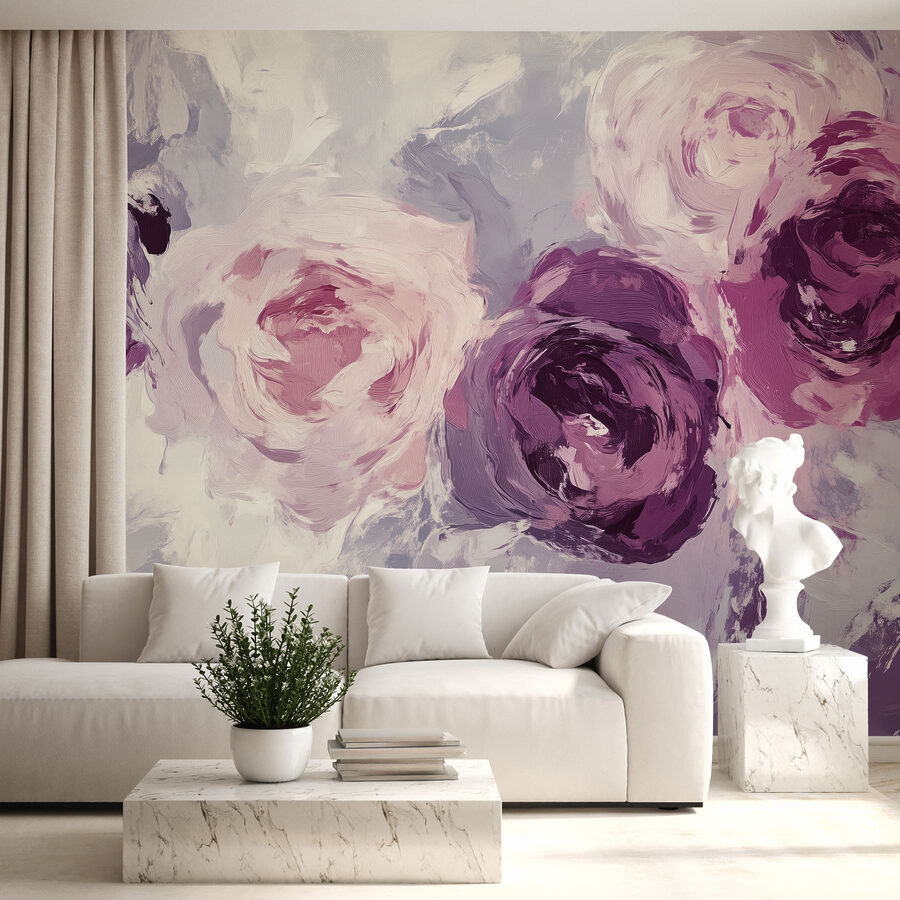 Schilderij van bloemen op een oppervlak