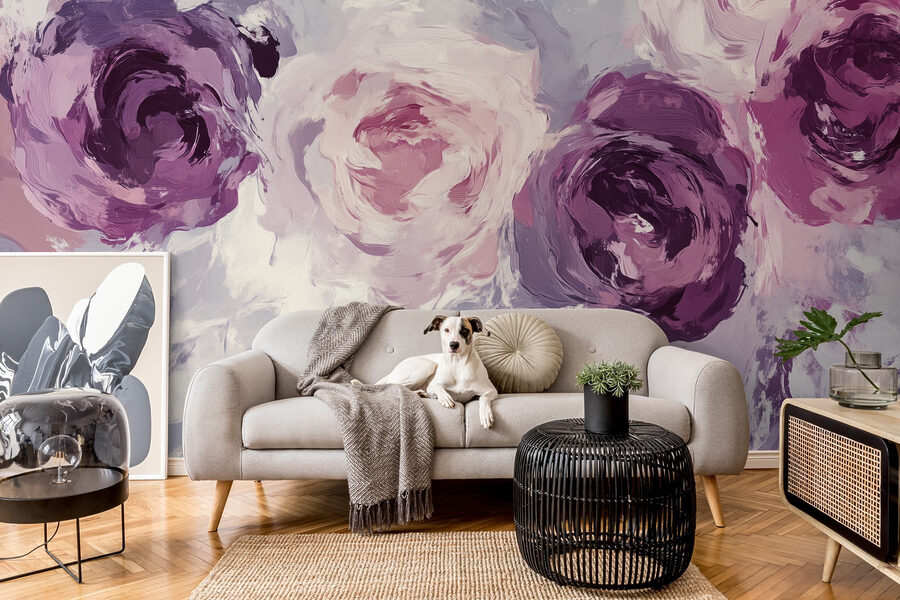 Schilderij van bloemen op een oppervlak