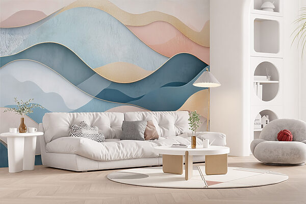 Blauwe en roze golven Blauwe en roze golven