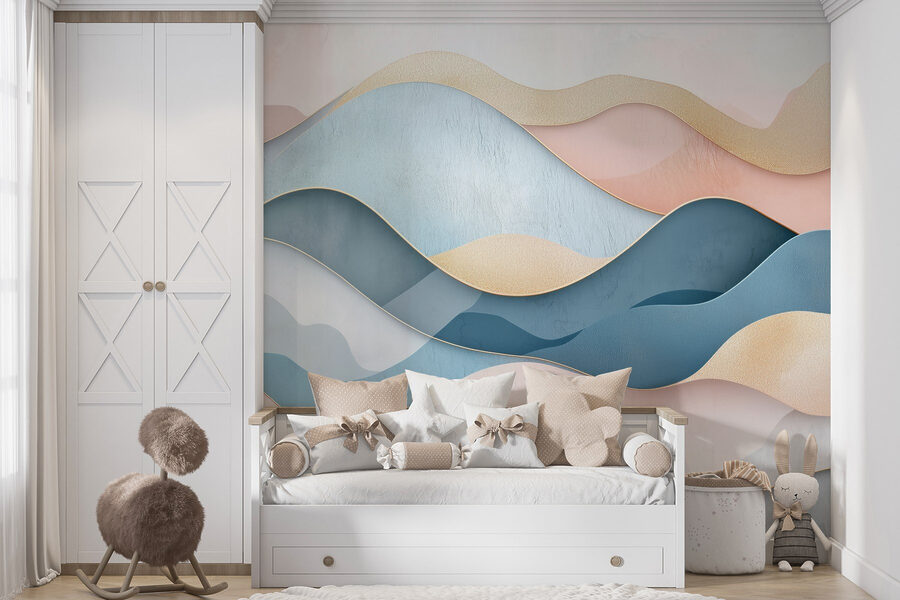 Blauwe en roze golven