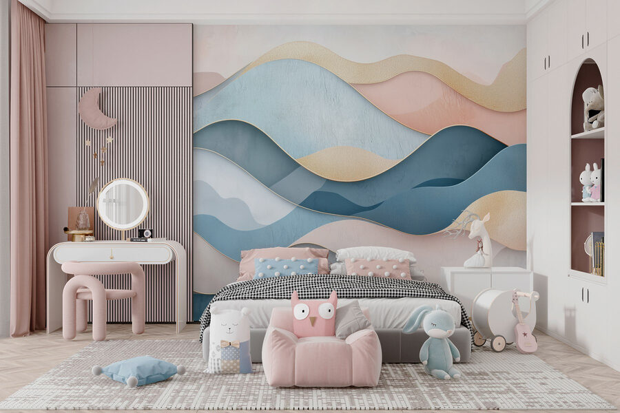 Blauwe en roze golven