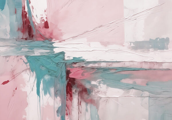 Schilderij met roze en blauwe kleur Schilderij met roze en blauwe kleur