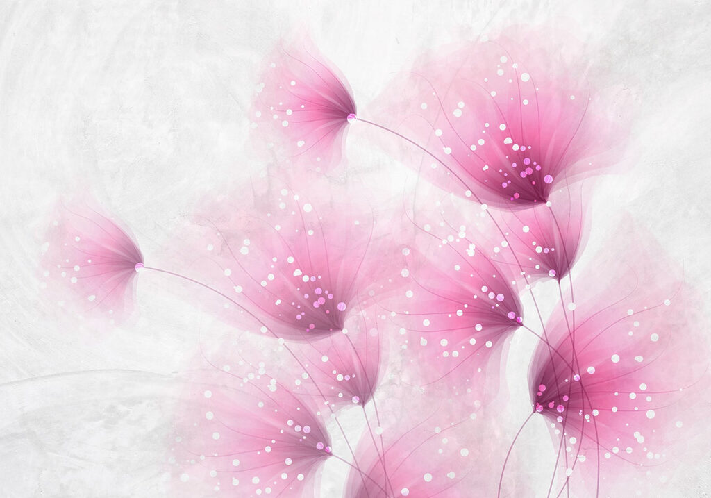 Roze bloemen met witte stippen Roze bloemen met witte stippen