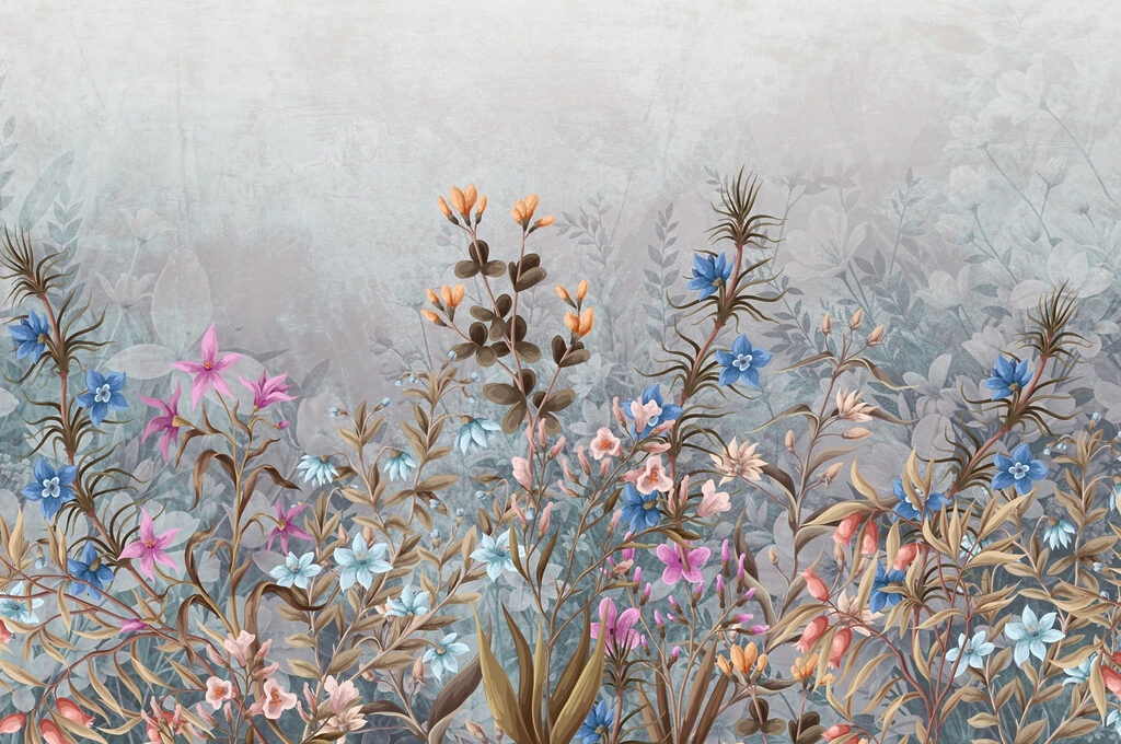 Schilderij van bloemen en bladeren w08428p 1024x680 - Schilderij van bloemen en bladeren
