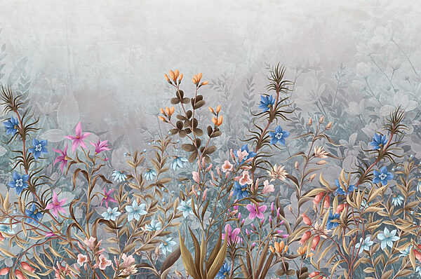 Schilderij van bloemen en bladeren w08428p 600x398 - Schilderij van bloemen en bladeren