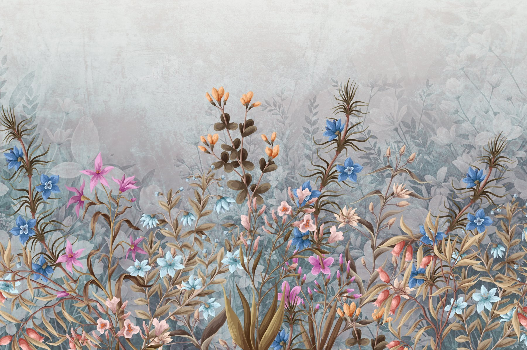 Schilderij van bloemen en bladeren w08428p - Schilderij van bloemen en bladeren