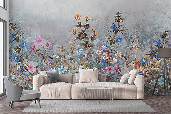 Schilderij van bloemen en bladeren w08428pig11r 600x400 - Schilderij van bloemen en bladeren