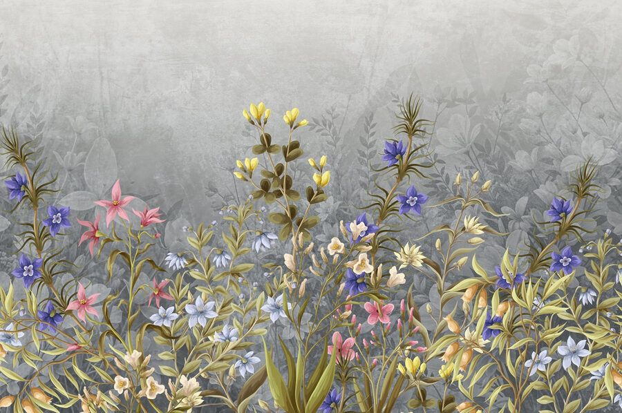 Schilderij van bloemen en bladeren