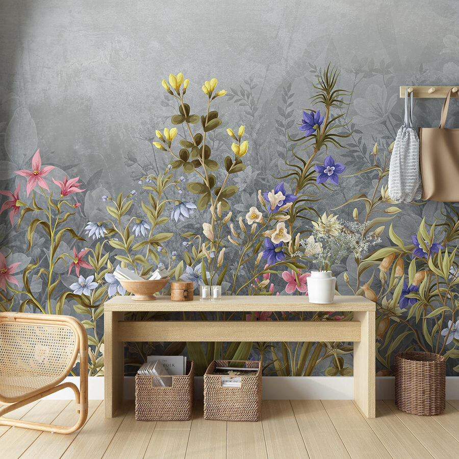 Schilderij van bloemen en bladeren