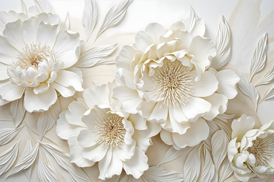 Witte bloemen met bladeren