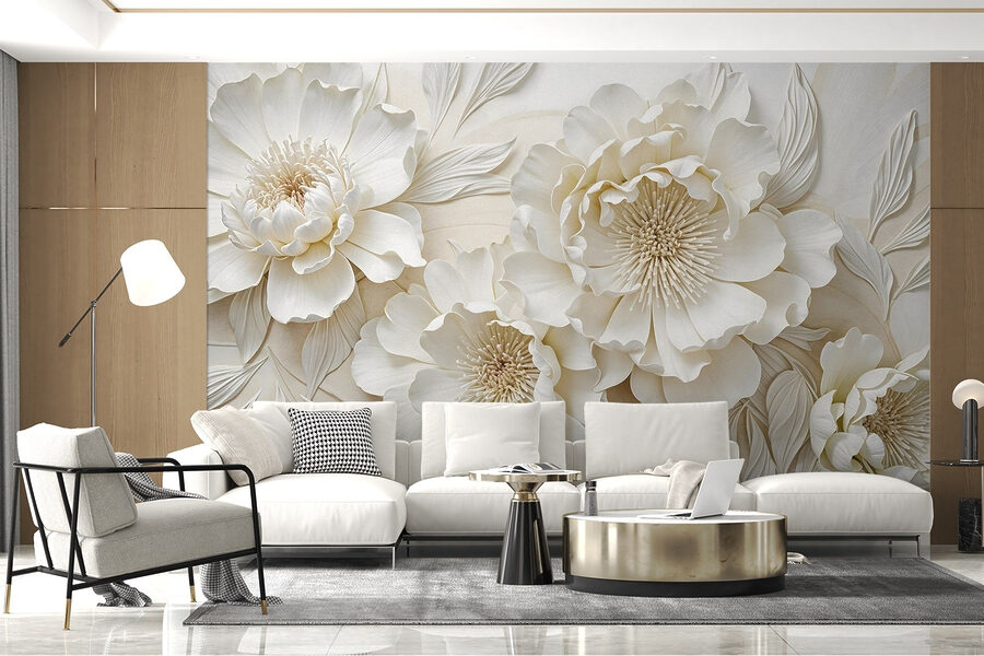 Witte bloemen met bladeren