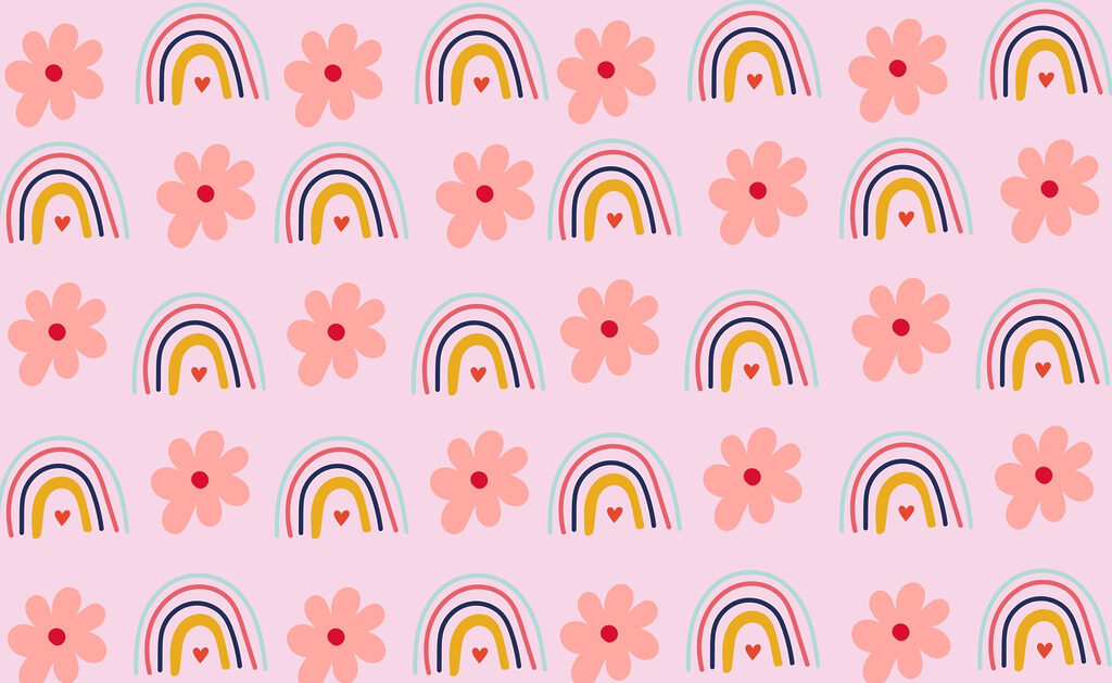 Patroon van bloemen en regenbogen Patroon van bloemen en regenbogen