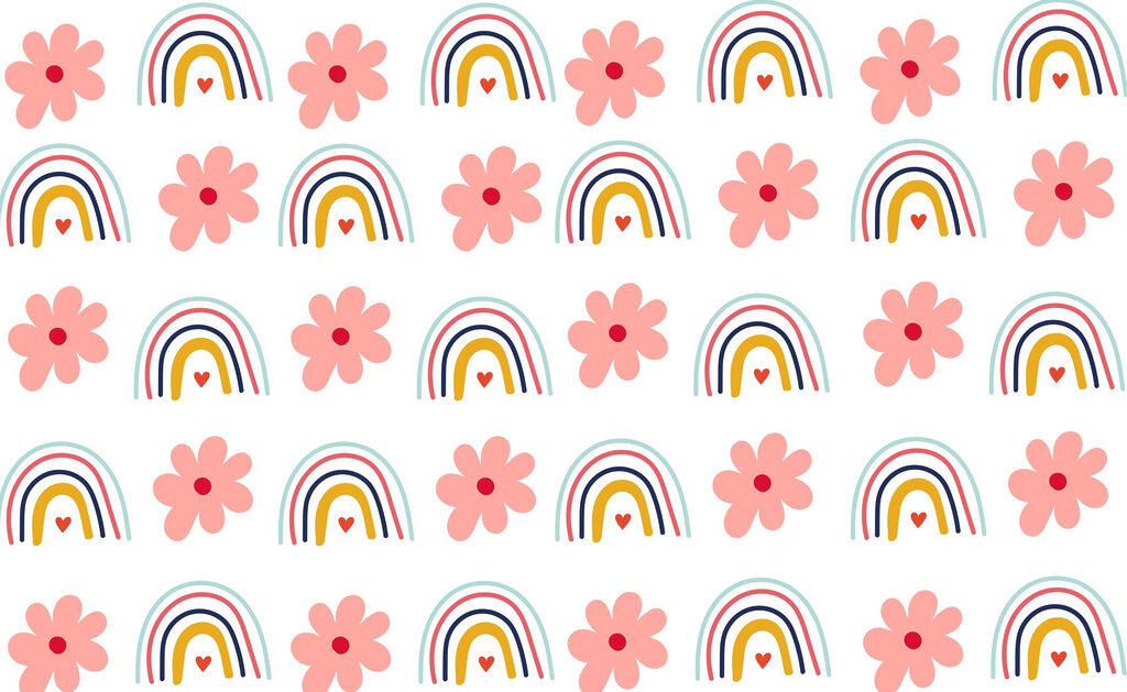 Patroon van bloemen en regenbogen Patroon van bloemen en regenbogen