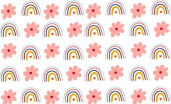Patroon van bloemen en regenbogen Patroon van bloemen en regenbogen