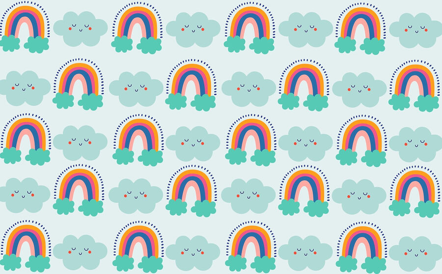 Patroon van wolken en regenbogen