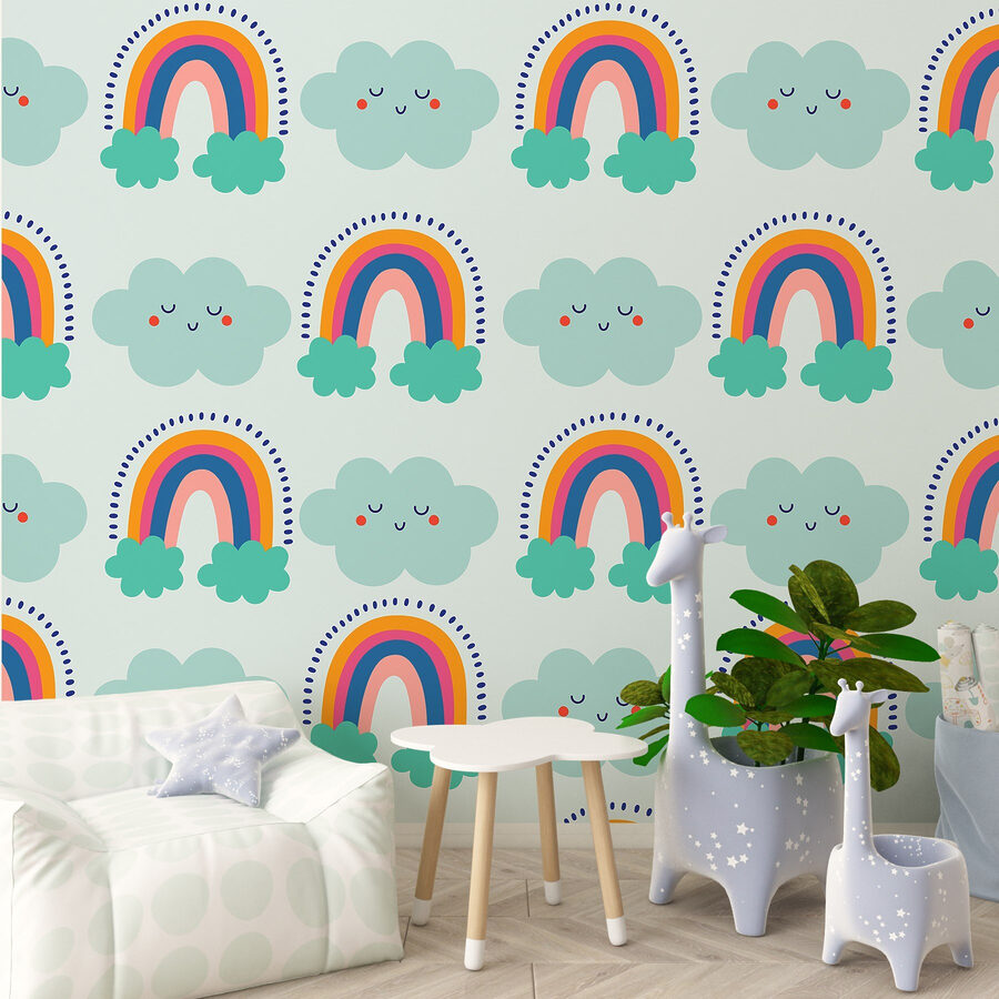 Patroon van wolken en regenbogen