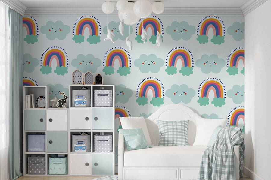 Patroon van wolken en regenbogen