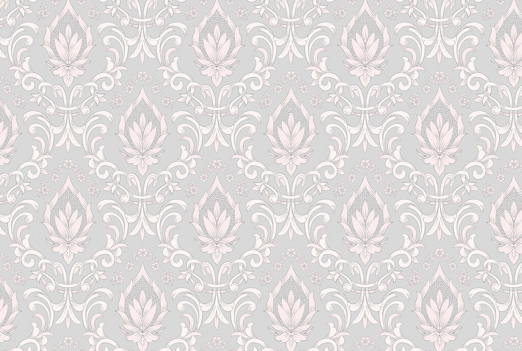Behang met roze en witte motieven Behang met roze en witte motieven