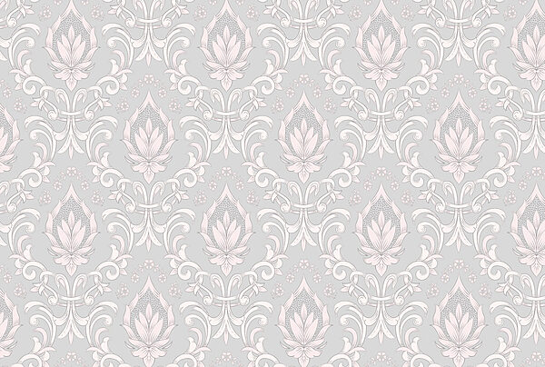 Behang met roze en witte motieven Behang met roze en witte motieven
