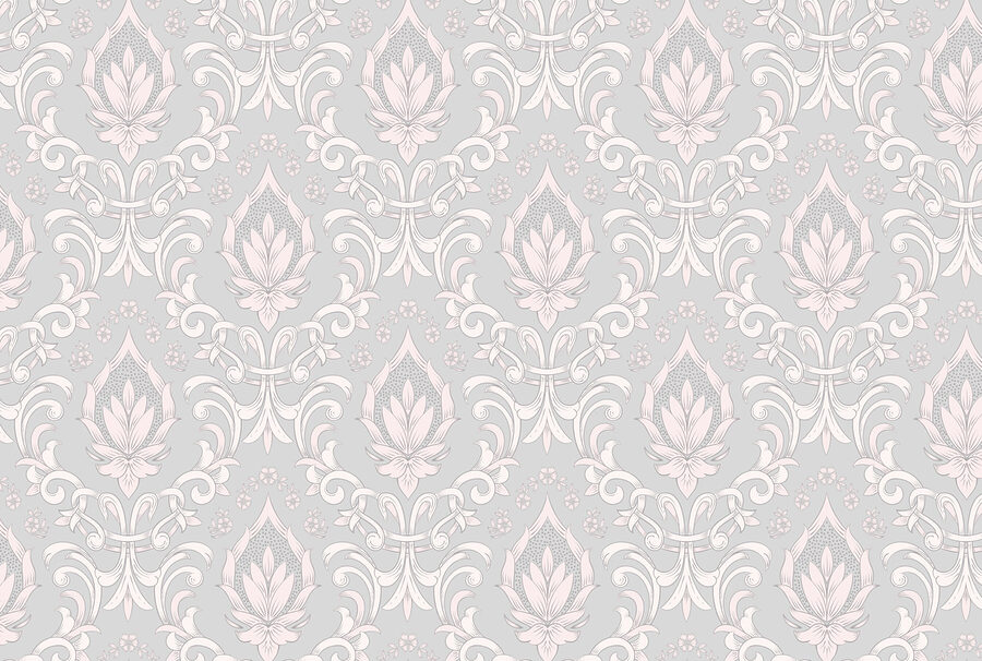 Behang met roze en witte motieven