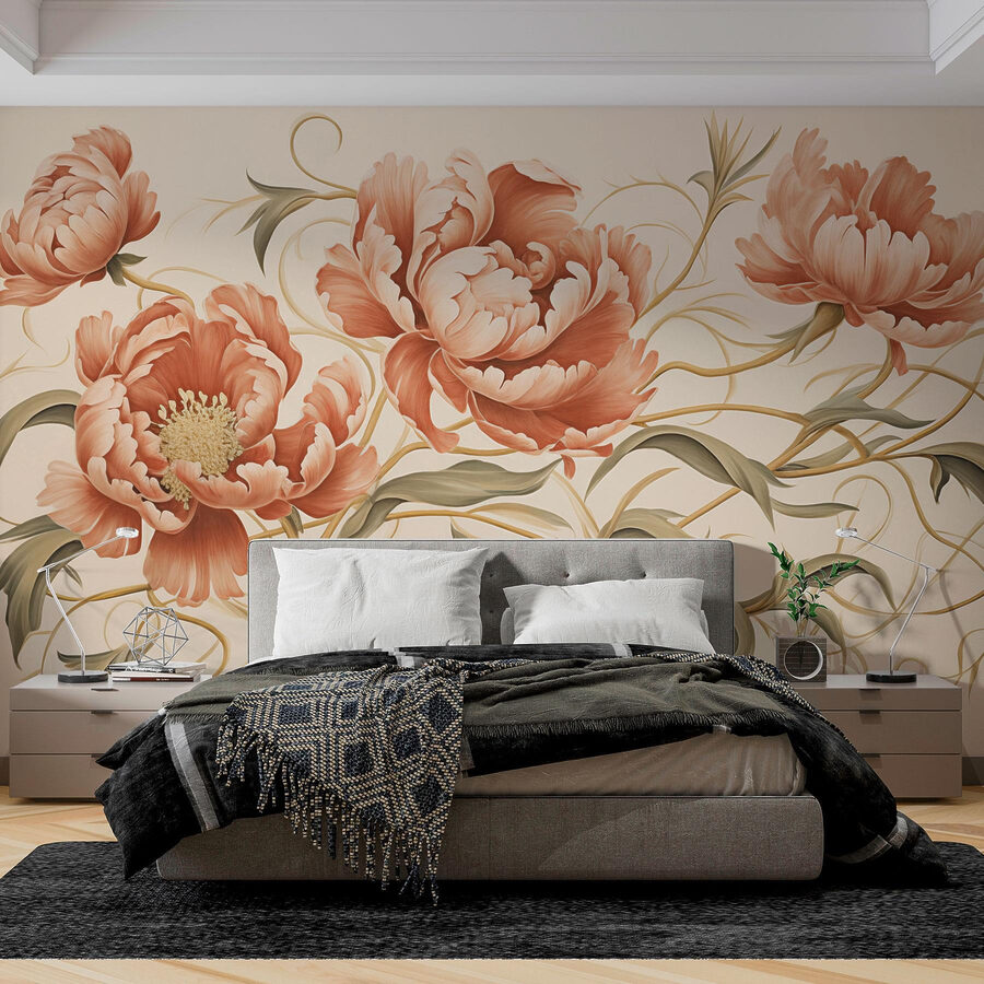 Schilderij van bloemen en wijnranken