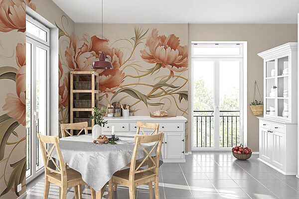 Schilderij van bloemen en wijnranken Schilderij van bloemen en wijnranken