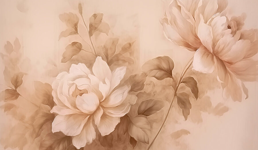 Schilderij van bloemen en bladeren