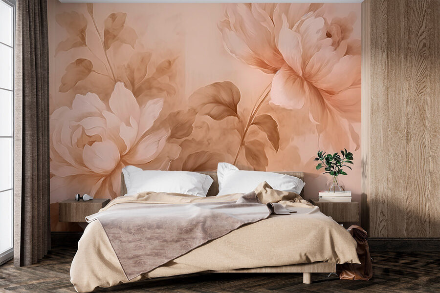 Schilderij van bloemen en bladeren