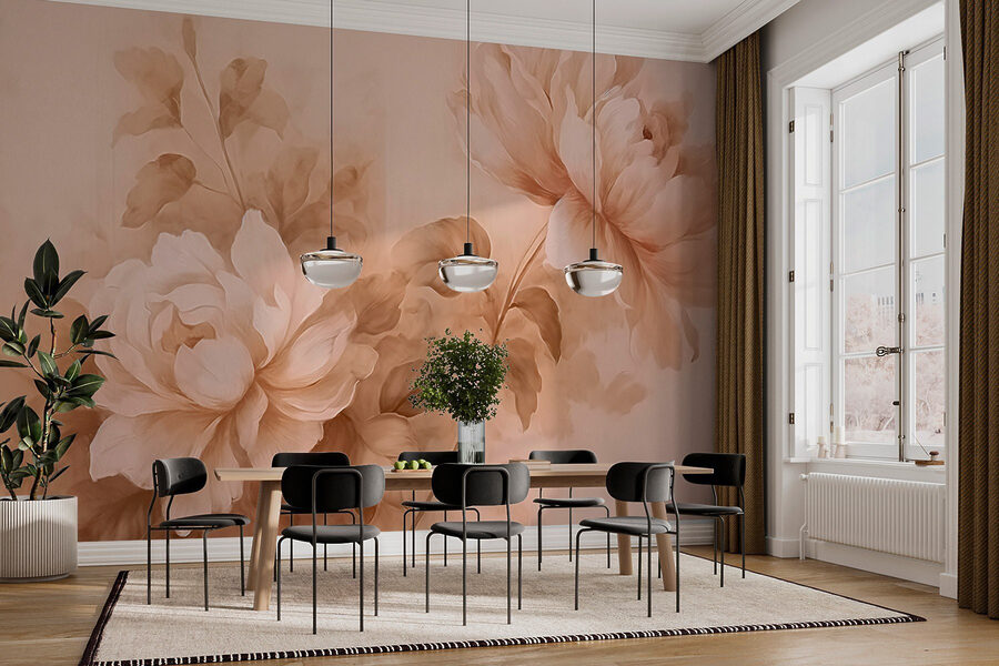 Schilderij van bloemen en bladeren