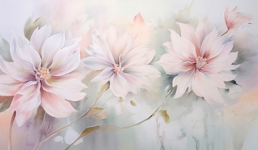 Schilderij van bloemen op een wit oppervlak