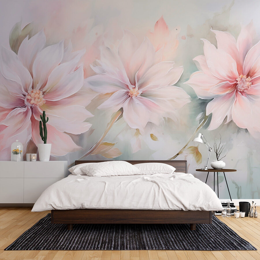 Schilderij van bloemen op een wit oppervlak