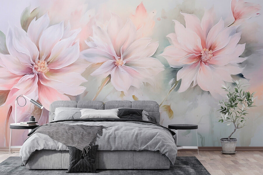 Schilderij van bloemen op een wit oppervlak