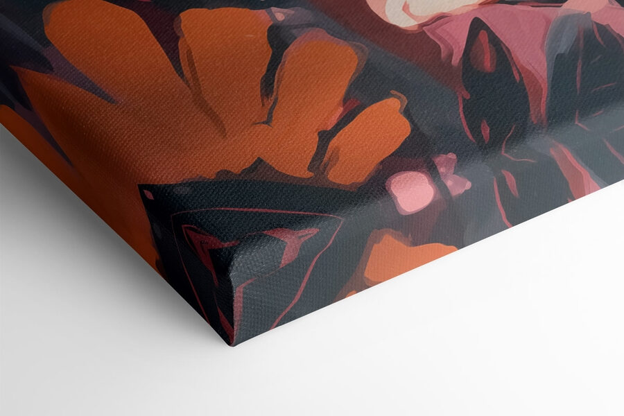 Schilderij van bloemen en bladeren Schilderij van bloemen en bladeren
