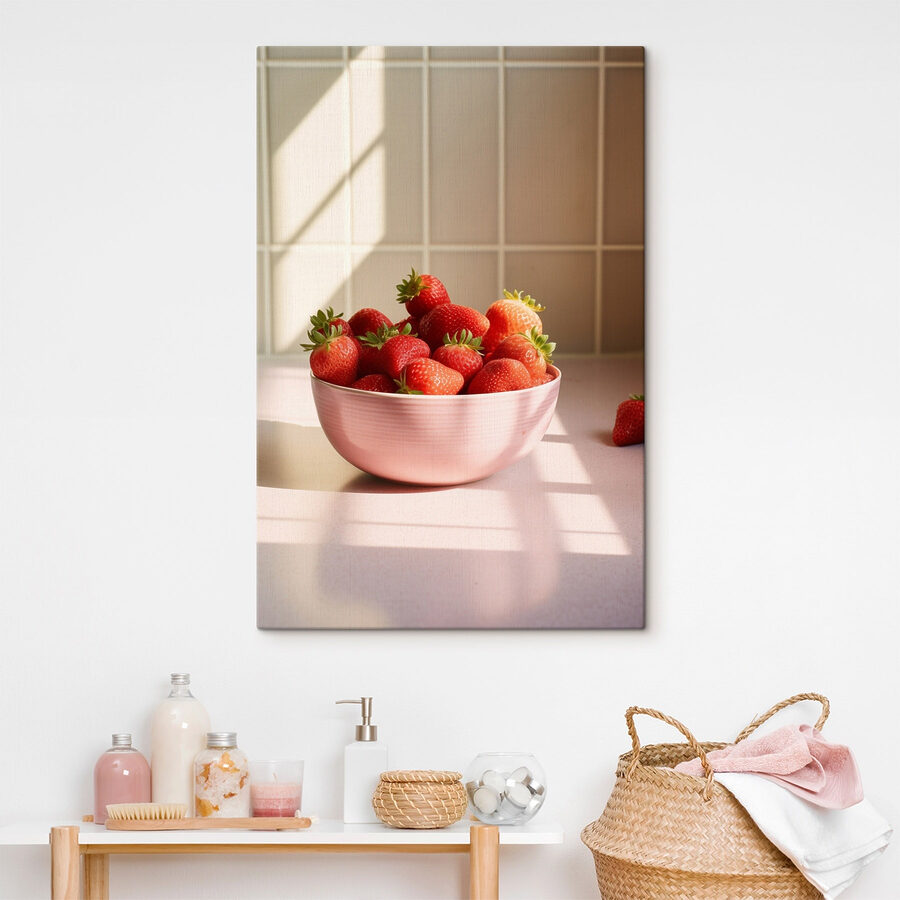 Schaal met aardbeien op een aanrecht
