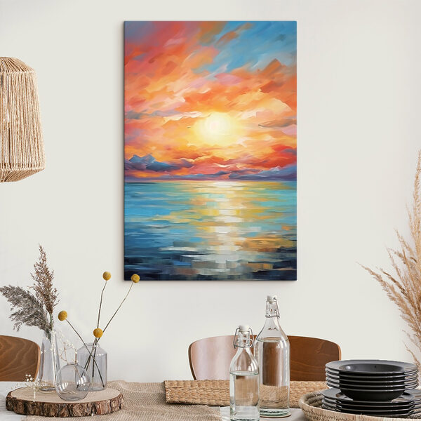 Zonsondergang over water Canvas Schilderijen Zonsondergang over water
