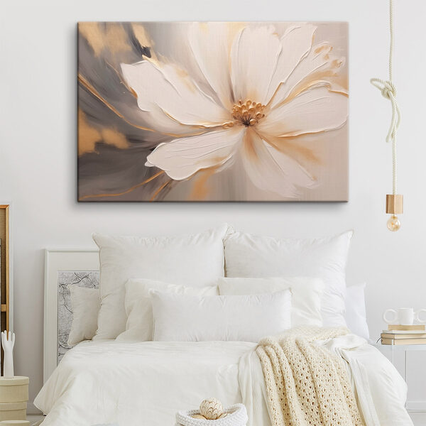Schilderij van een witte bloem Schilderij van een witte bloem