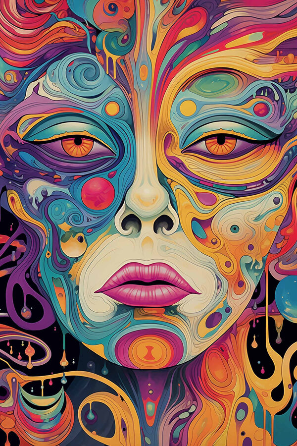 Colorful face with eyes and lips Colorful face with eyes and lips