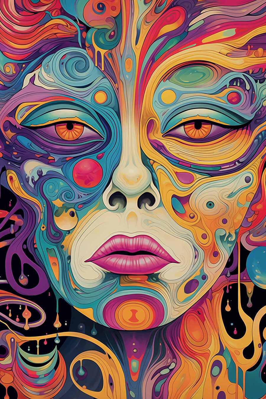 Colorful face with eyes and lips Colorful face with eyes and lips