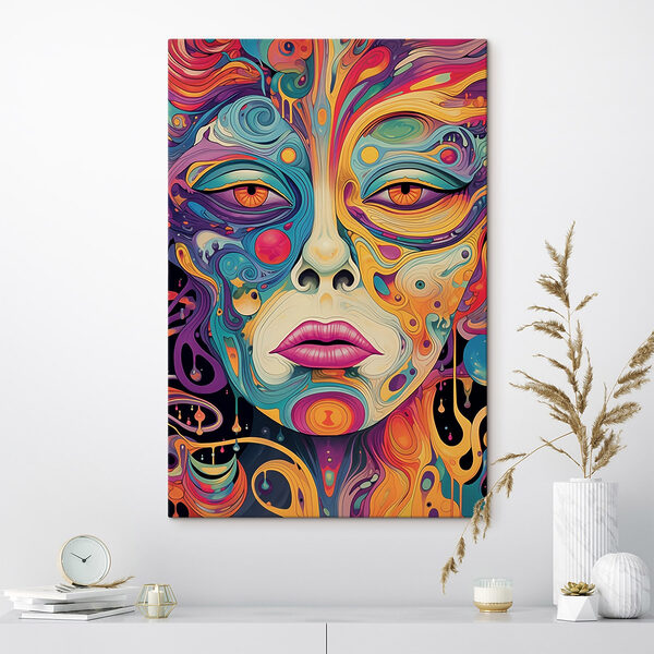 Colorful face with eyes and lips Colorful face with eyes and lips