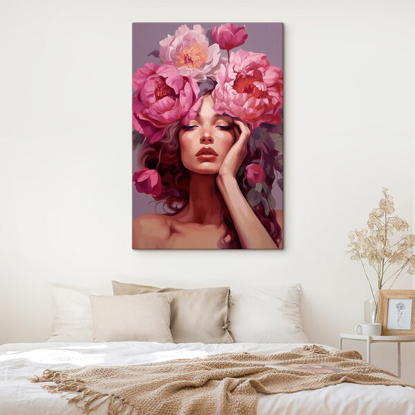Vrouw met bloemen op haar hoofd Vrouw met bloemen op haar hoofd