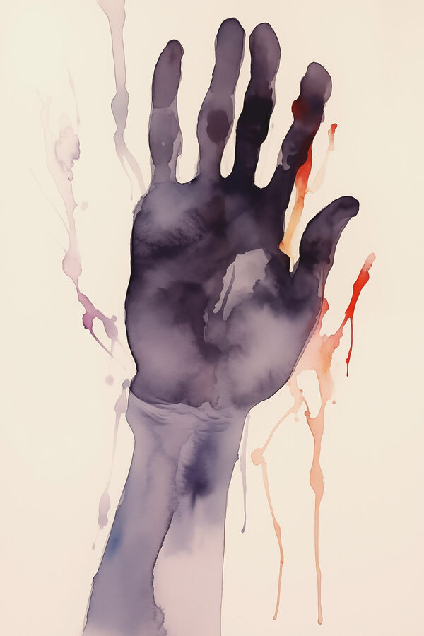 Hand met verfspetters Hand met verfspetters