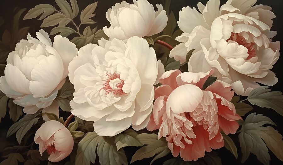 Groep witte en roze bloemen
