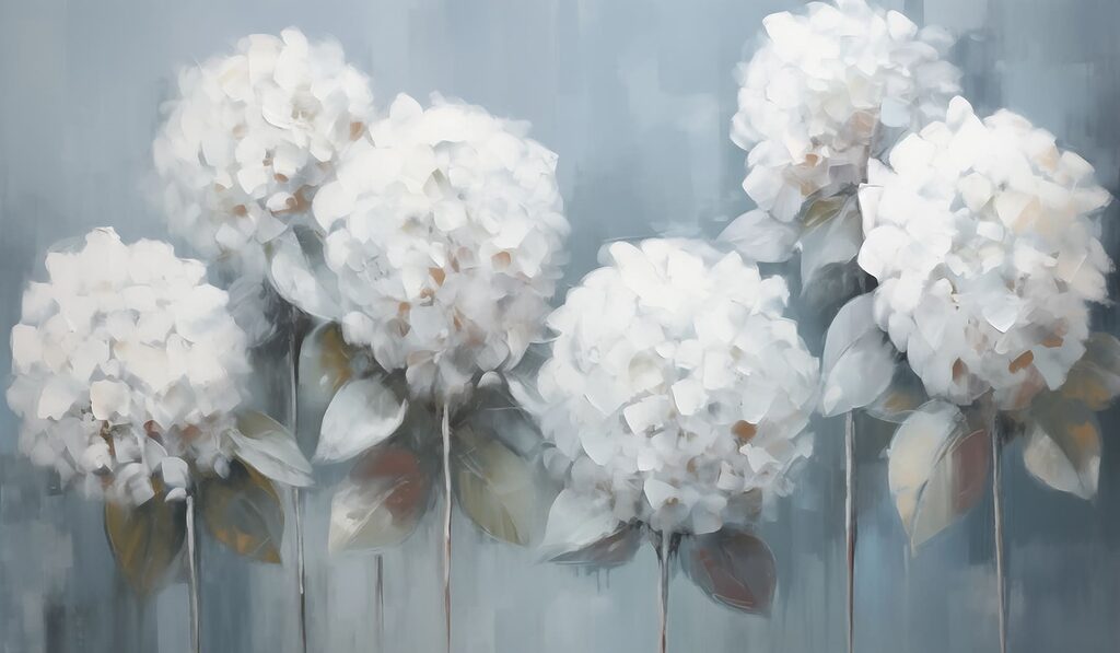 Schilderij van witte bloemen Schilderij van witte bloemen