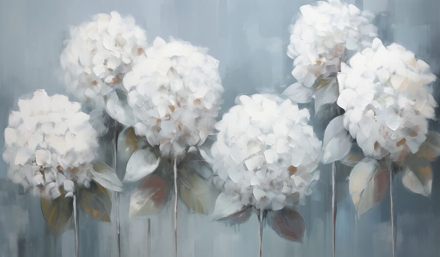 Schilderij van witte bloemen Schilderij van witte bloemen