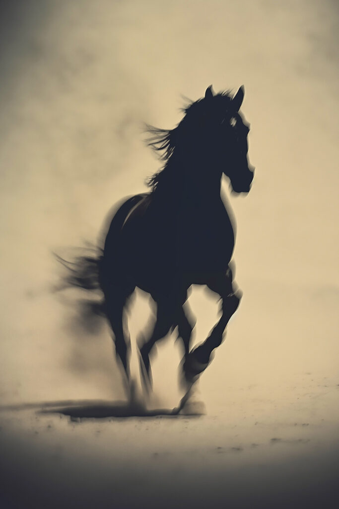 Horse running in the snow