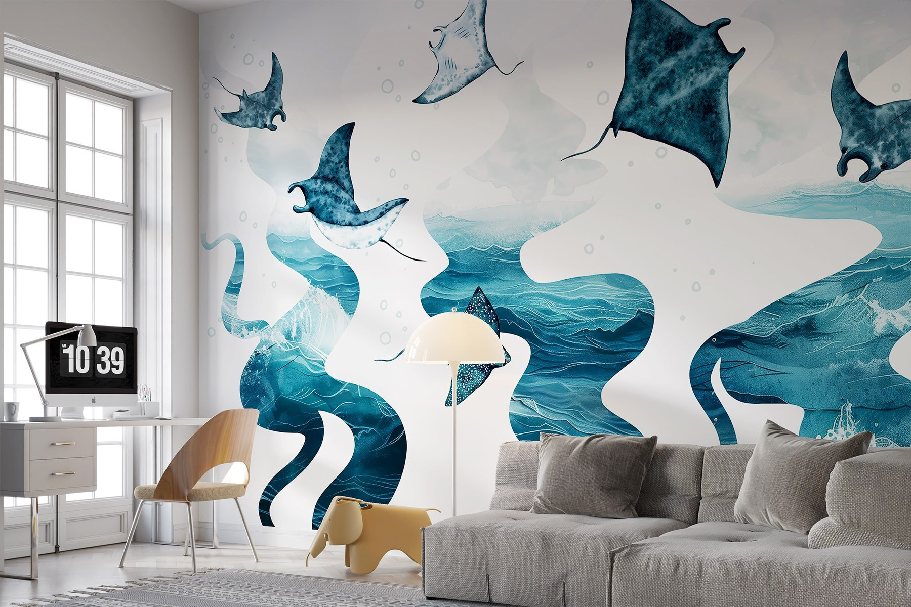 Group of stingrays in the water Group of stingrays in the water