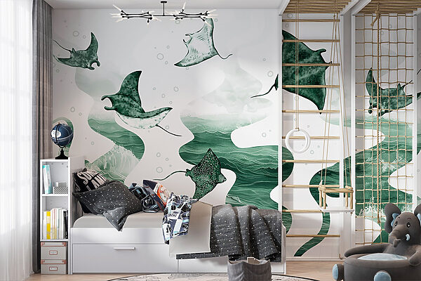 Group of stingrays swimming in the water